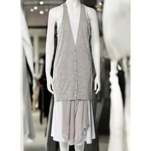 Kaufmanfranco Merino Wool Tunic | Plunging Neckline | Gray | Medium | Designer